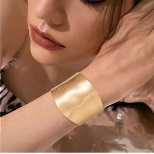 Exaggerated Wide Grooved Brushed Cuff Hinged Bangle Bracelets Smooth Punk
